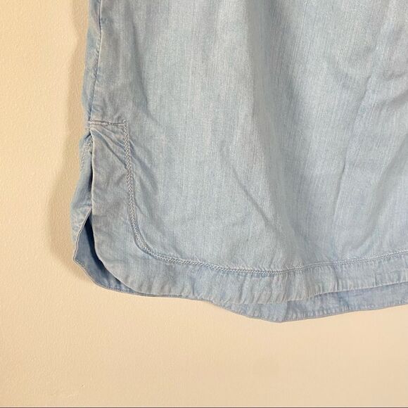 Athleta Chambray Blue Off the Shoulder Embroidered Dress Cover Up Size Small - Picture 4 of 8